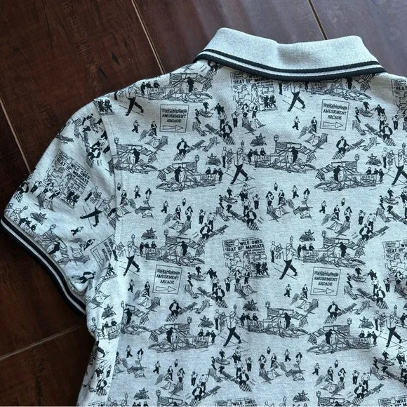 SOLD - FRED PERRY Dreamland Amusement Arcade Heather Grey Polo Sz US6 - Picture 7 of 9